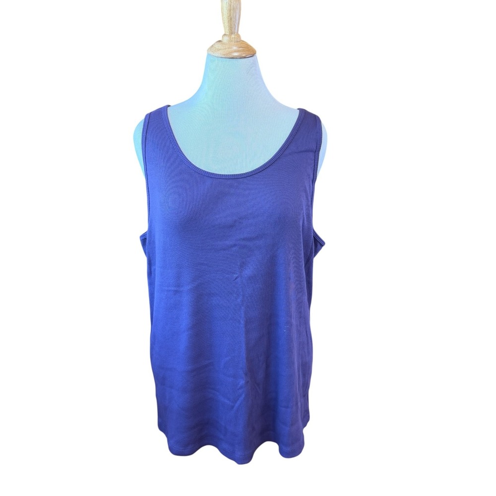 Venezia 100% Cotton Dusty Purple Ribbed Tank Size 22/24
